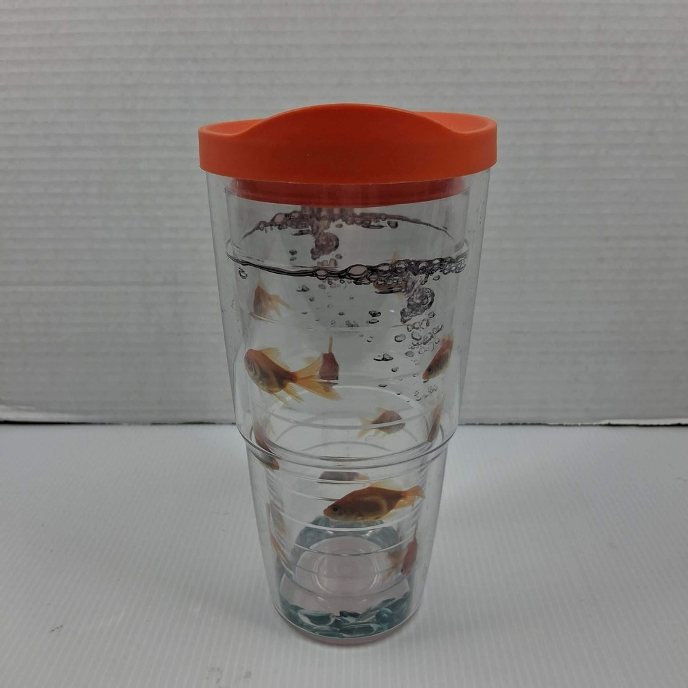 Tervis Goldfish Aquarium Insulated Tumbler 24oz Orange Slider Lid Made in USA